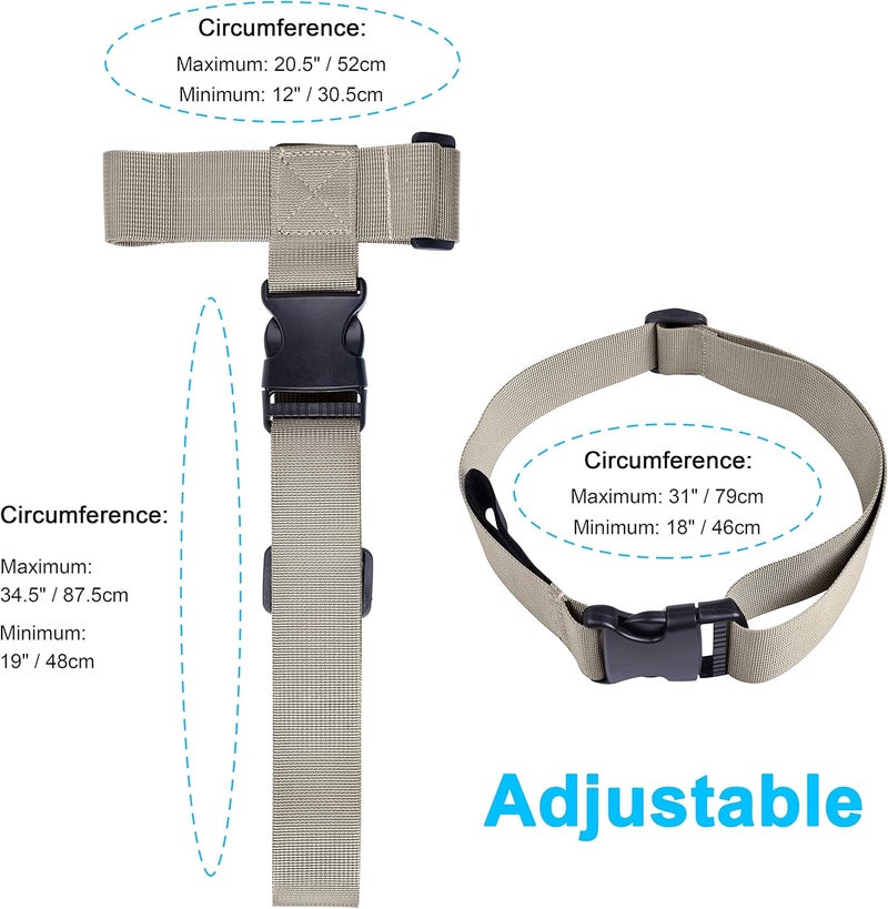 Wisdompro 2 Pcs Add a Bag Luggage Strap, Heavy Duty Adjustable Suitcase Belt Travel Attachment Travel Accessories for Connecting Your Luggage Together - Khaki (T-Type and Normal) - Image 3